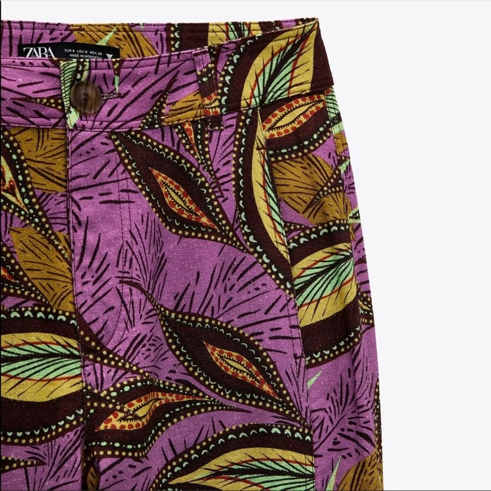 Zara linen blend printed set top and pants bloggers fav